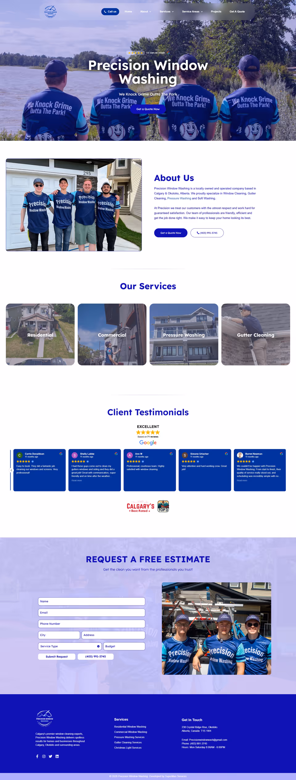 Precision Window Washing website preview