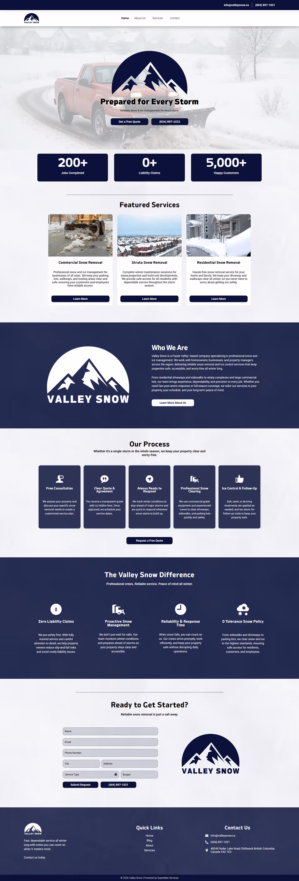 Valley Snow website preview