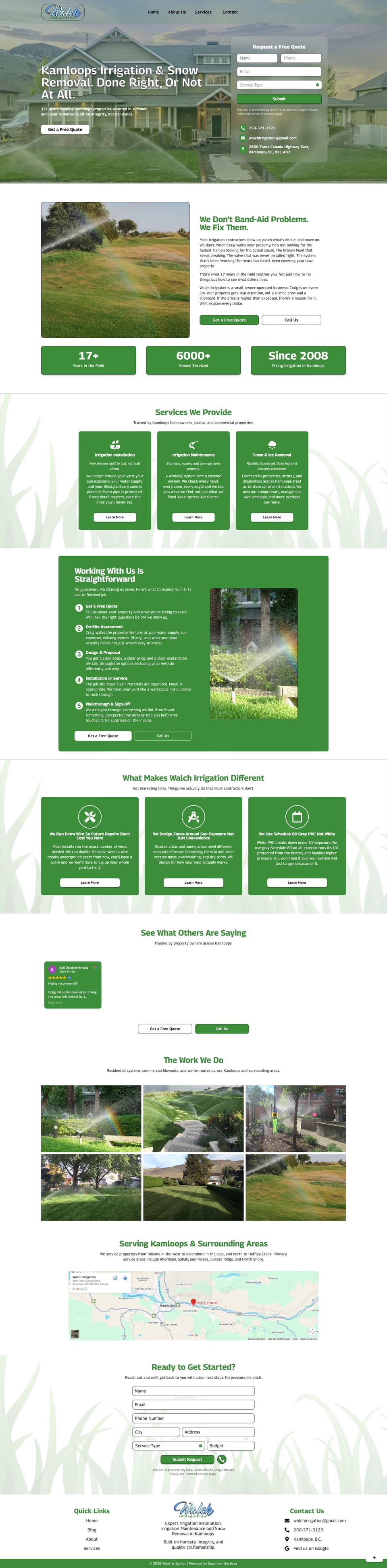 Walch Irrigation website preview