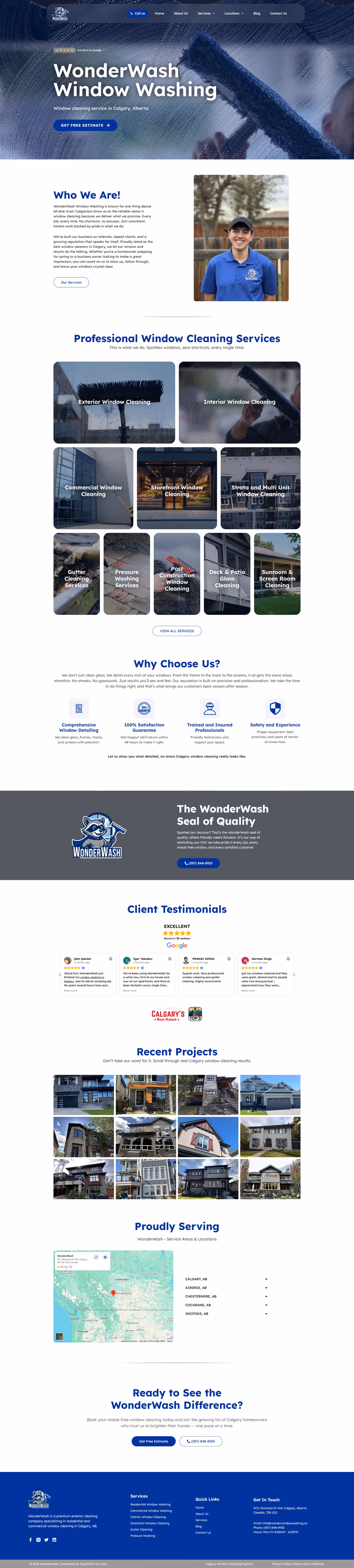 WonderWash Window Washing website preview
